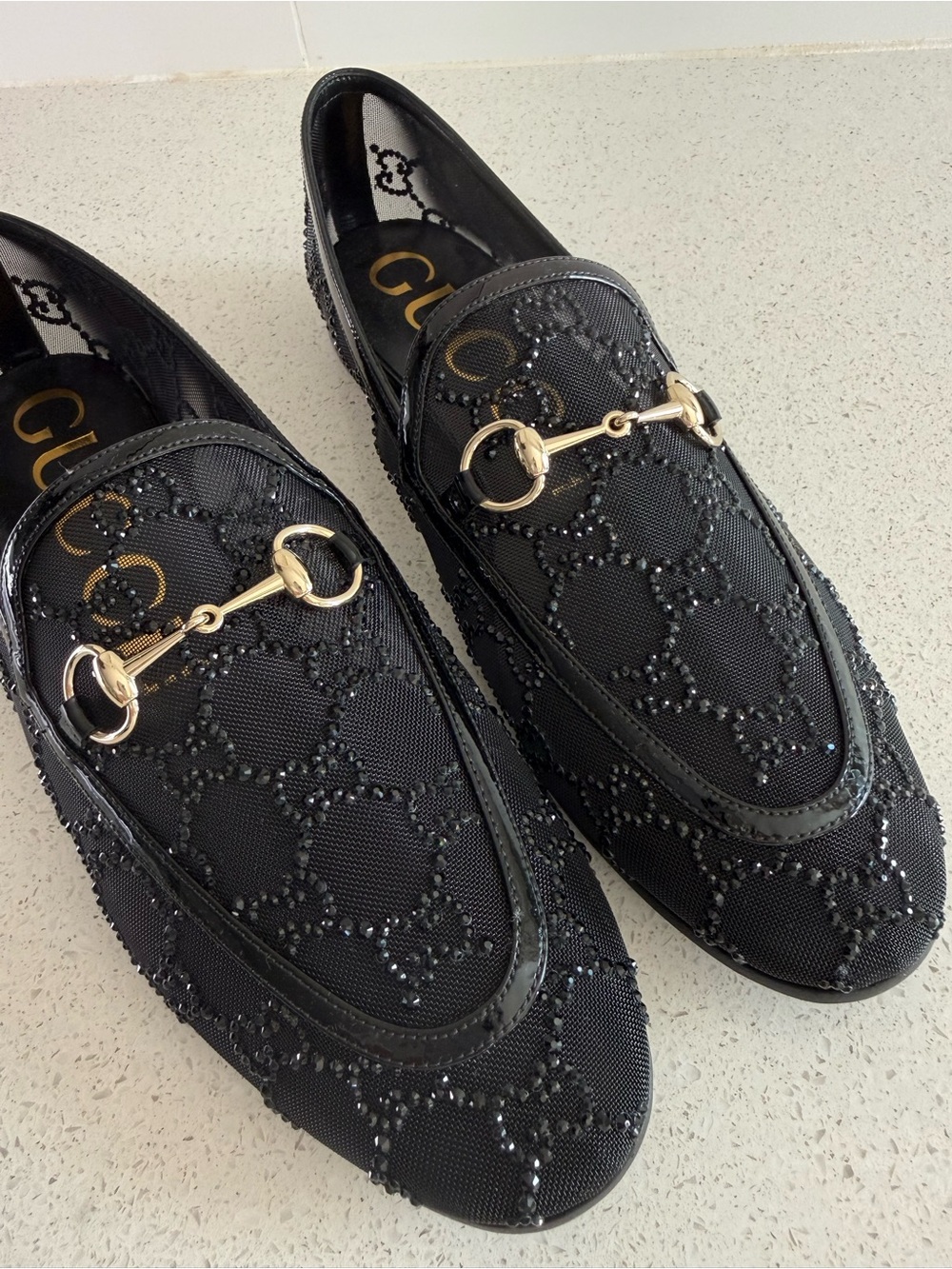 Gucci GG Jordan Loafers Crystal/Mesh Black Size EU 39 US 9 - Picture 5 of 9